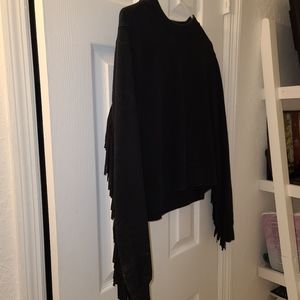 All Saints Fringe Crop Sweater Black Vintage Size Small